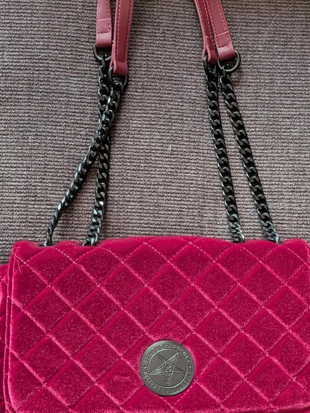 Blackcraft Cult | Oxblood Velvet - Quilted Flap Satchel
